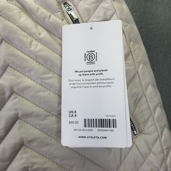 Athleta Apres Ski Shorts Women's 8 Solstice Quilted Cream Pull On Pockets NEW - Picture 11 of 16